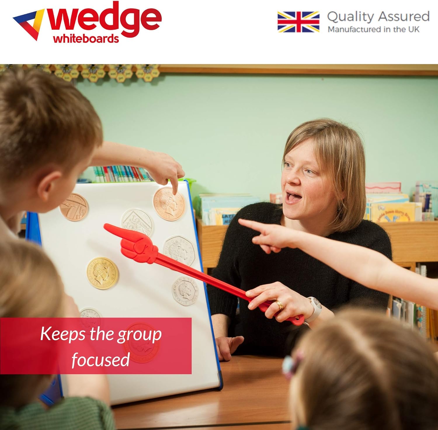 Set of 3 RED Handy Hand Pointers for Classroom, Teacher's Pointing Sticks in Mixed Colours, Ideal for Teaching Creative Play - Image 4