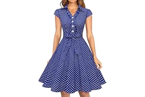 Wedtrend Women's 1950s Retro Rockabilly Dress Cap Sleeve Vintage Swing Dress