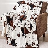 Soft Cow Print Blanket, Ultra Cozy Cow Throw Blanket for Couch Bed and Travel, Cow Decor Throw Blankets for All Seasons 50