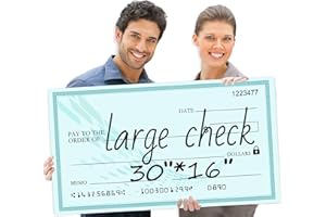SAYANG Giant Reusable Dry Erase Check 30x16 Inch - Large Presentation Board for Fundraisers & Awards | Oversized Donation Sign with 2 Markers (Green)