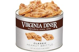 Virginia Diner Gourmet Natural Classic Peanut Brittle - XL Buttery Virginia Peanuts Non-GMO, Preservative Free Gifts from Virginia Since 1929-16 Oz Can