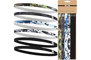 Tough Headwear Thin Elastic Headbands - Sports Headbands for Women & Men - Mens Workout Headband - Running or Soccer Headband