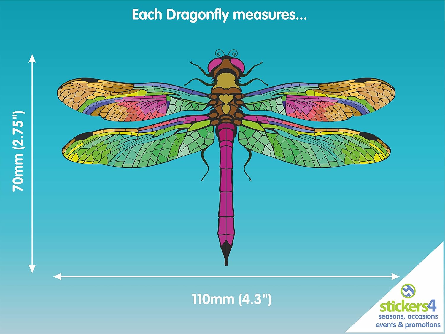 Window Stickers - 8 Beautiful Dragonflies Decorative Electrostatic Stickers - Prevent Birds Bumping Into Your Windows - Image 4