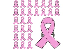 JOIXY 25/50/100/200 pieces pink ribbon pins breast cancer awareness enamel lapel pin for Women Pink Ribbon brooch Pins Pink Hope Ribbon Metal Medal for Charity Recognition, Public Event, Fundraiser, Survivor Movement