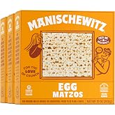 Manishewitz Egg Matzo 12oz (3 Pack) Kosher (Not For Passover), Thin, Crisp &amp; Light Texture, Sodium Free, No Artificial Flavors, Colors or Ingredients,
