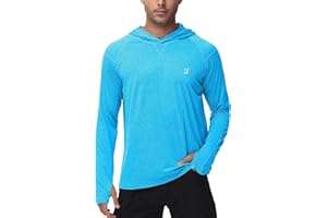 Roadbox UPF 50+ Fishing Shirts for Men - Long Sleeve UV Sun Protection Hoodie Shirt for Running Athletic Workout Hiking