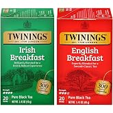 Twinings Classic Black Tea Variety Sampler Pack, 20 Count (Pack of 2). Includes English Breakfast and Irish Breakfast. Caffeinated, 40 Individually Wrapped Tea Bags.