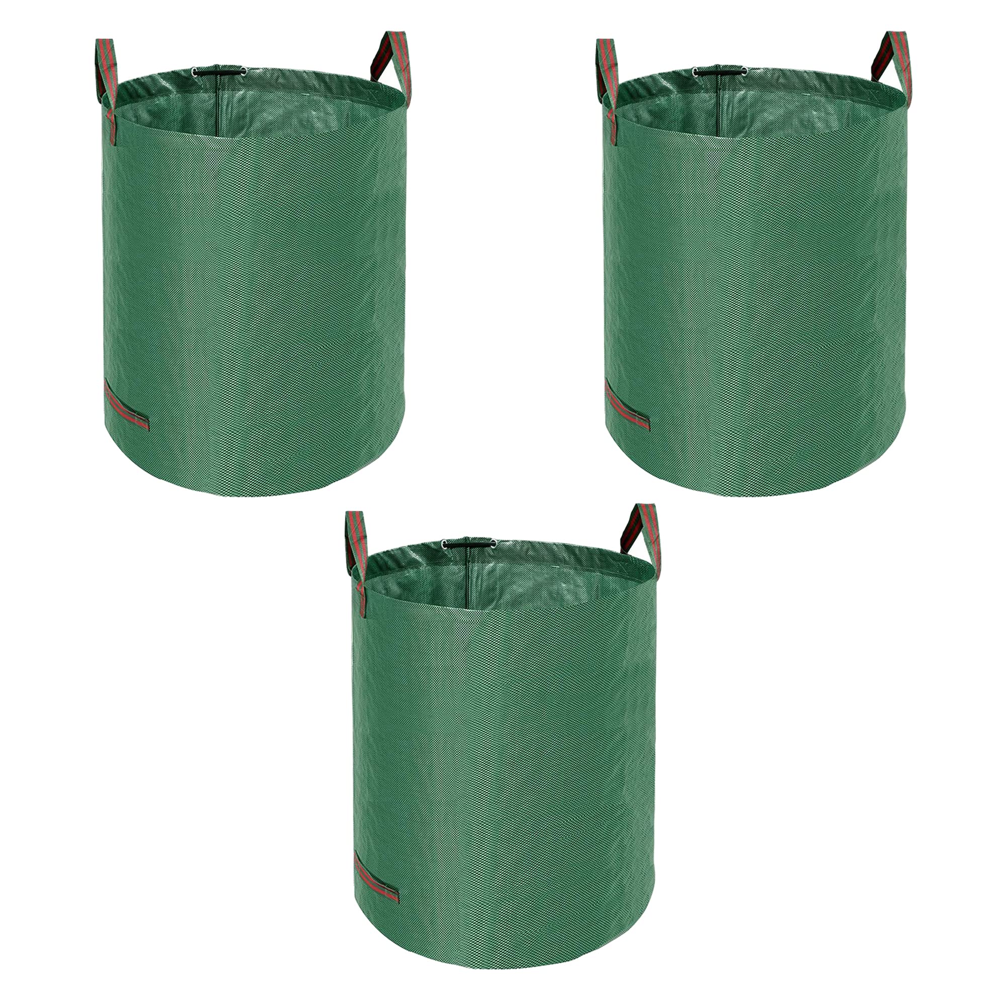 KAV Heavy Duty Garden Waste Bags - Large Garden Bag with Handles - Waterproof Rubbish Refuse Sacks - Pack of 3 (Green - 120L)