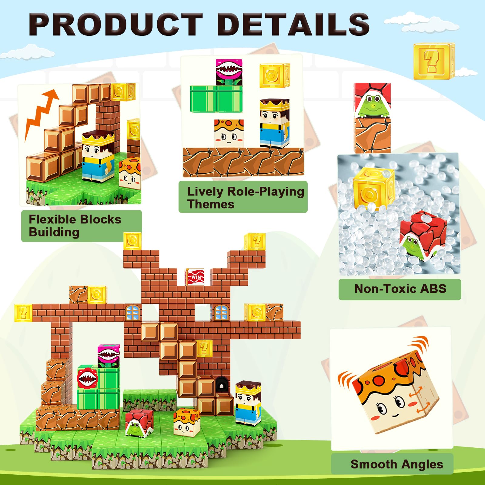 Magnetic Blocks Building Toys - Build Mine Magnet World Set Toddler Kids Sensory Toys for Boys & Girls Ages 3-5 5-7 8-12, 1'' Magnetic Cubes Game Classroom Must Haves Decor School Supplies