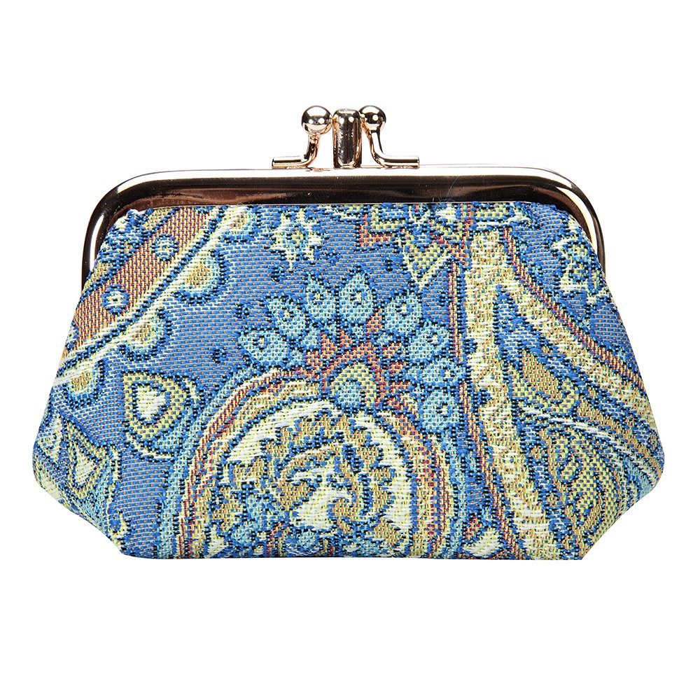 Signare Tapestry Cute Exquisite Double Pocket Kiss Lock Coin Purse for Women with Fashion Pattern Design (Paisley, FRMP-PAIS)