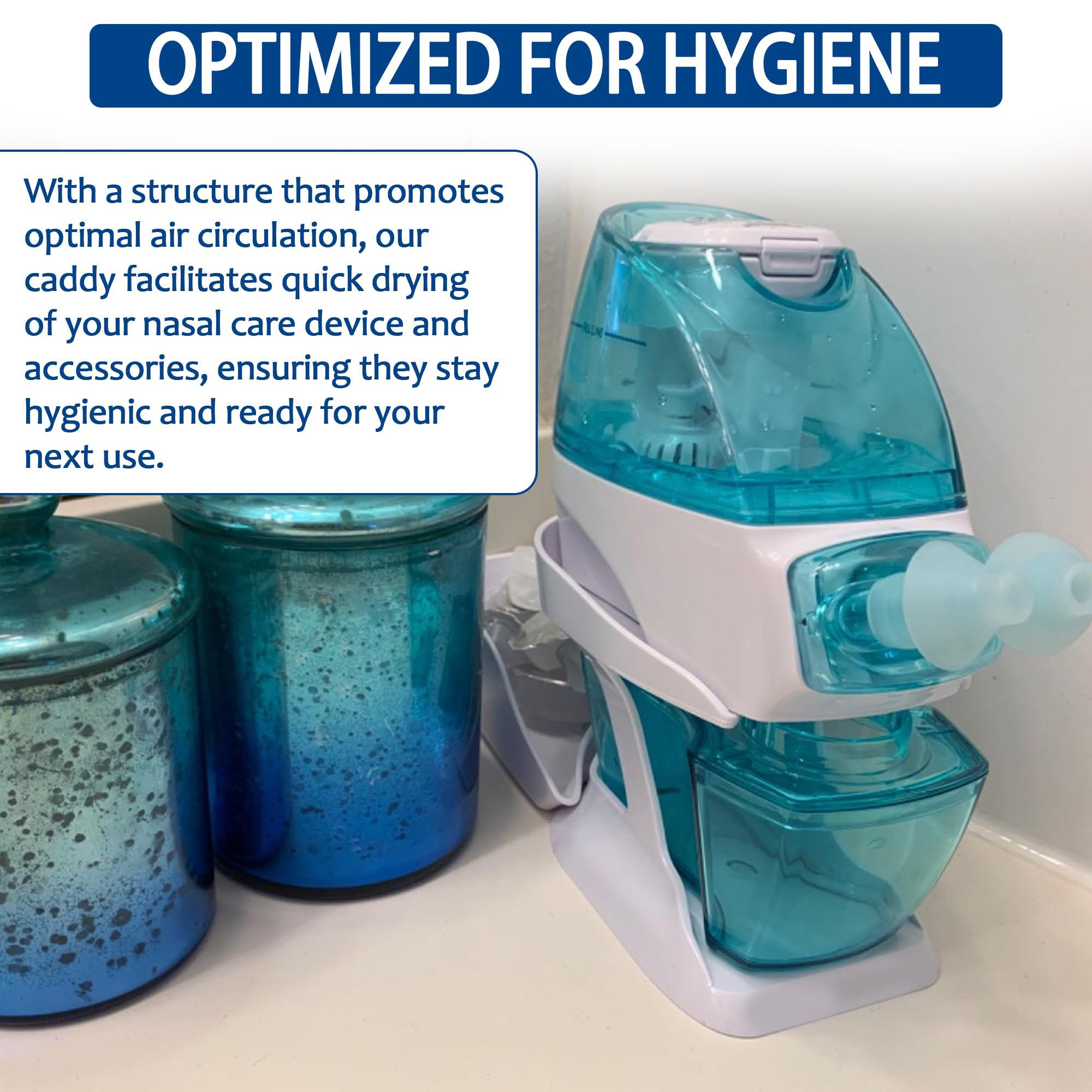 Premium Countertop Caddy Organizer for Navage Nasal Irrigation System - 3-Tier Storage for Nose Cleaning Supplies, Detachable Tray, Sleek Design - Nasal Care Accessories (Caddy Only)