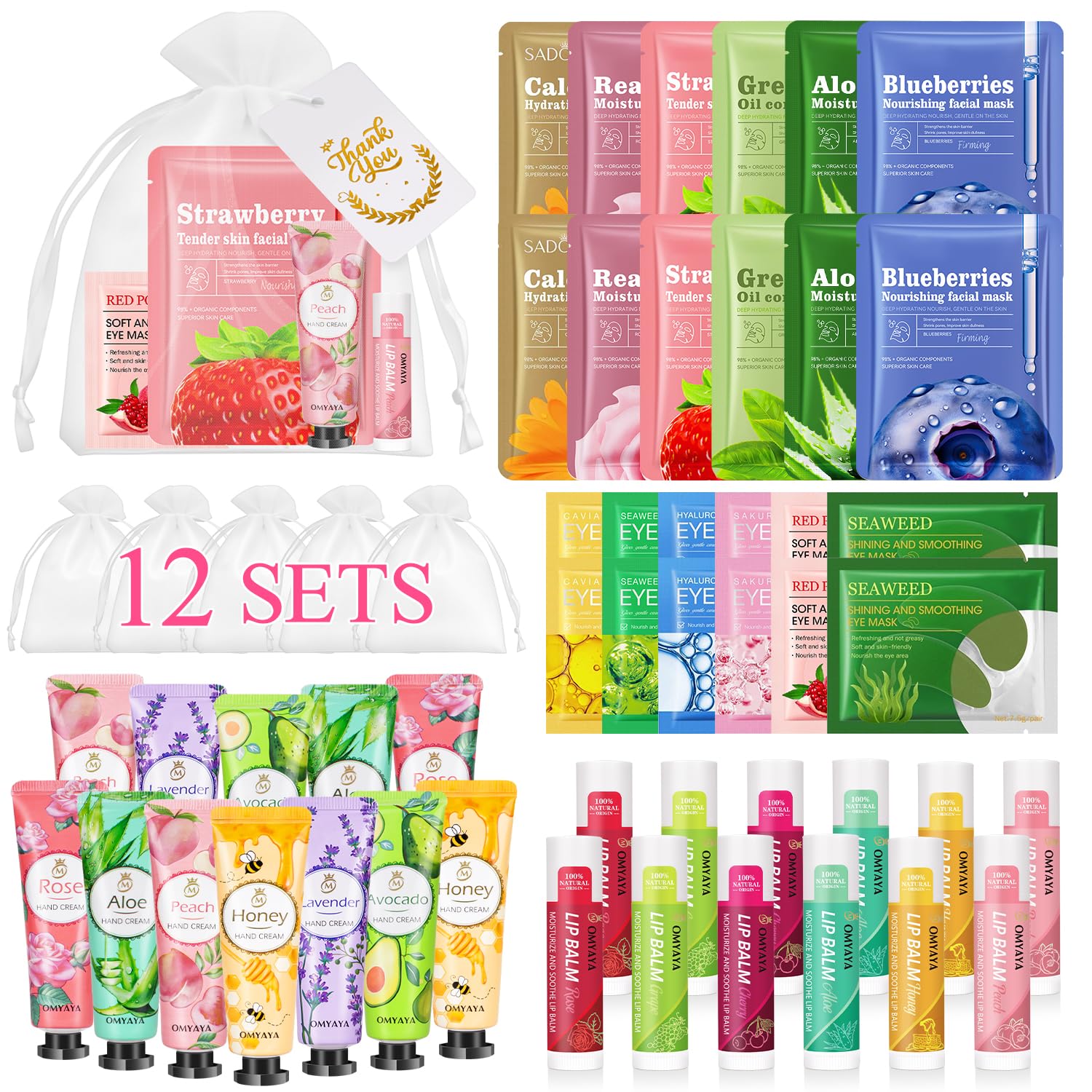 Photo 1 of 72 Pcs Bulk Gifts For Women, Bulk Facial Mask, Lip Balms, Hand Creams & Under Eye Patches, Spa Party Supplies,Party Favors For Bridal Wedding, Baby Shower,Sleepover Party, Christmas Stocking Stuffers