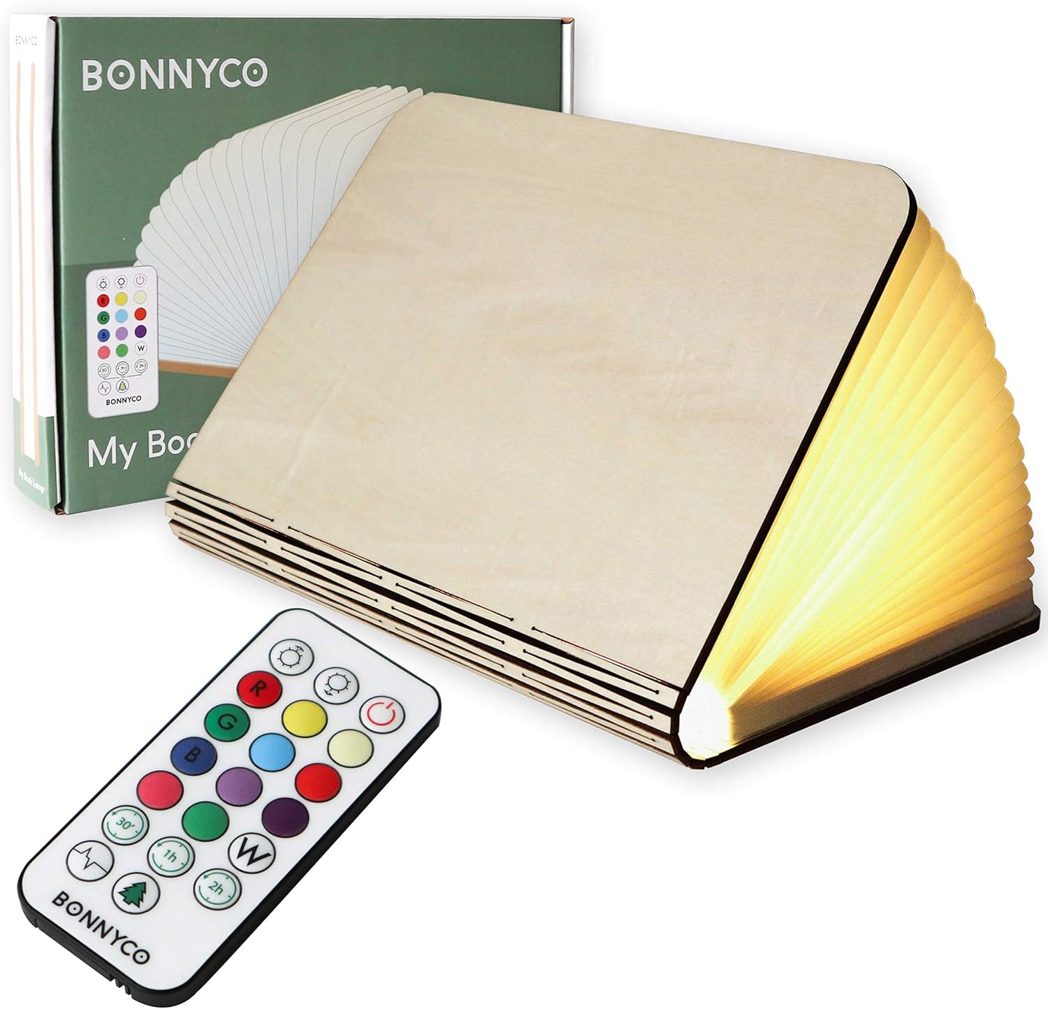 BONNYCO Led Book Light Wooden Folding Lamp with Remote Control