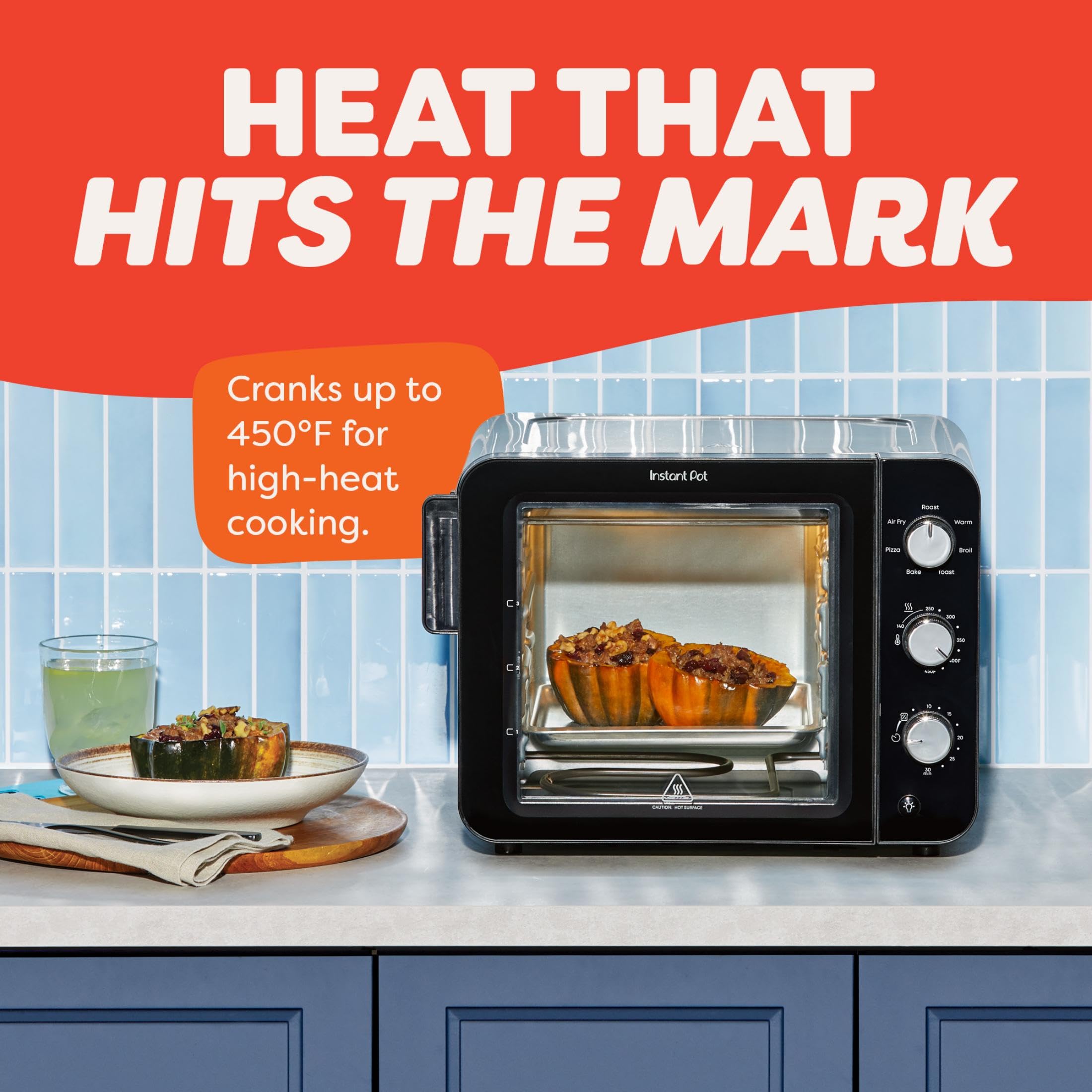Instant Pot 4-Slice InstantHeat 7-in-1 Air Fryer Toaster Oven, Air Fry, Bake, Toast, Roast, Broil, Warm, and Make Pizza