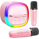 HWWR Karaoke Machine for Adults Kids, Mini Karaoke Machine with 2 Wireless Microphones, Portable Singing Speaker for Home Party, Kids Holiday Birthday Gifts, Music for Girls Boys All Age 3-12+