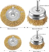 Aongray Wire Brushes Drills Set 10 Pcs Brass Coated 1/4 Inch Shank view 2