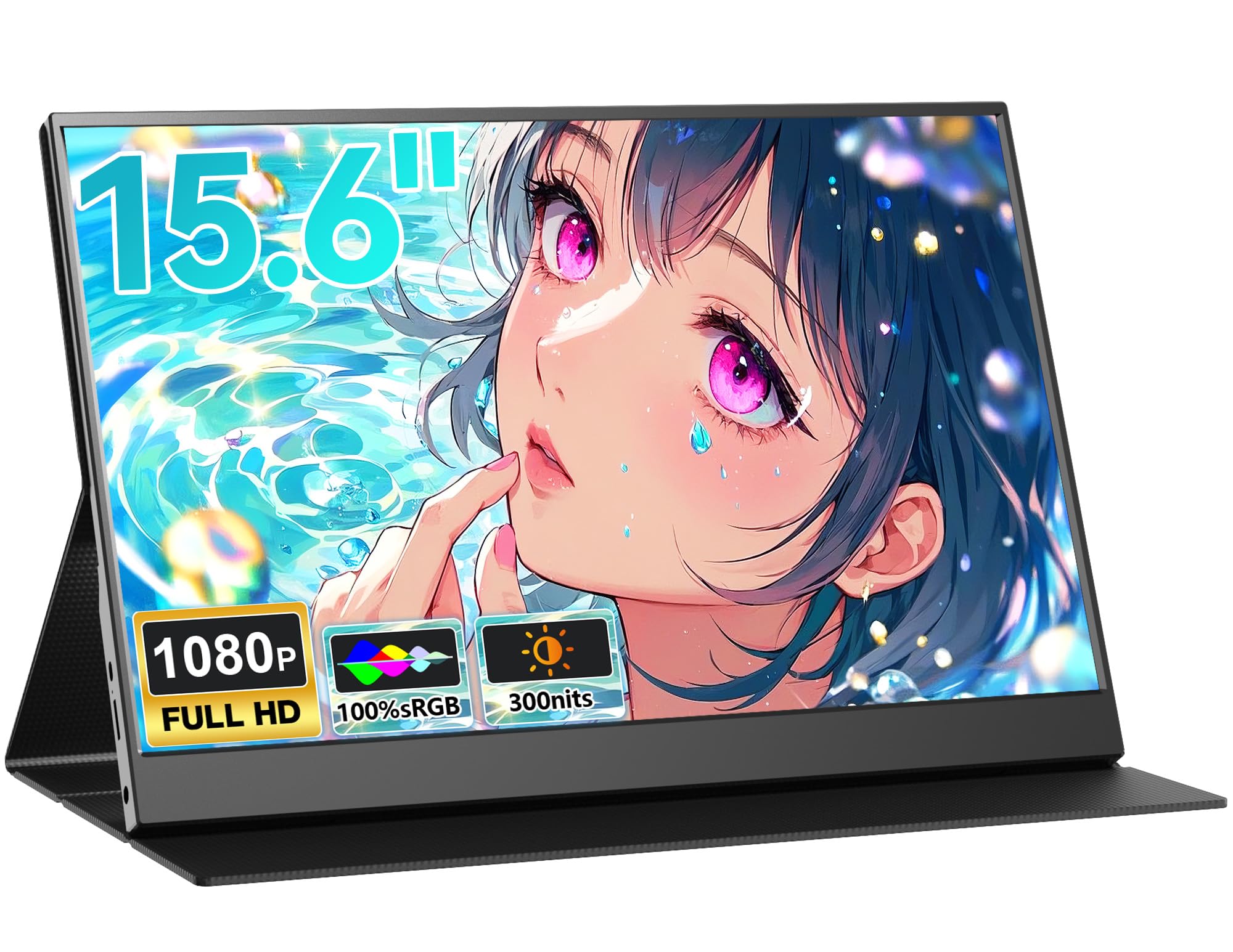 LivElect モバイルモニター 15.6インチ 1920*1080 モバイルディスプレイ ポータブルモニター IPS液晶パネル 非光沢画面 薄型 軽量 マグネット保護カバー付き USB Type-C ミニHDMI PS4/XBOX/Switch/PC/Macなど対応 在宅勤務 リモートワーク の商品画像