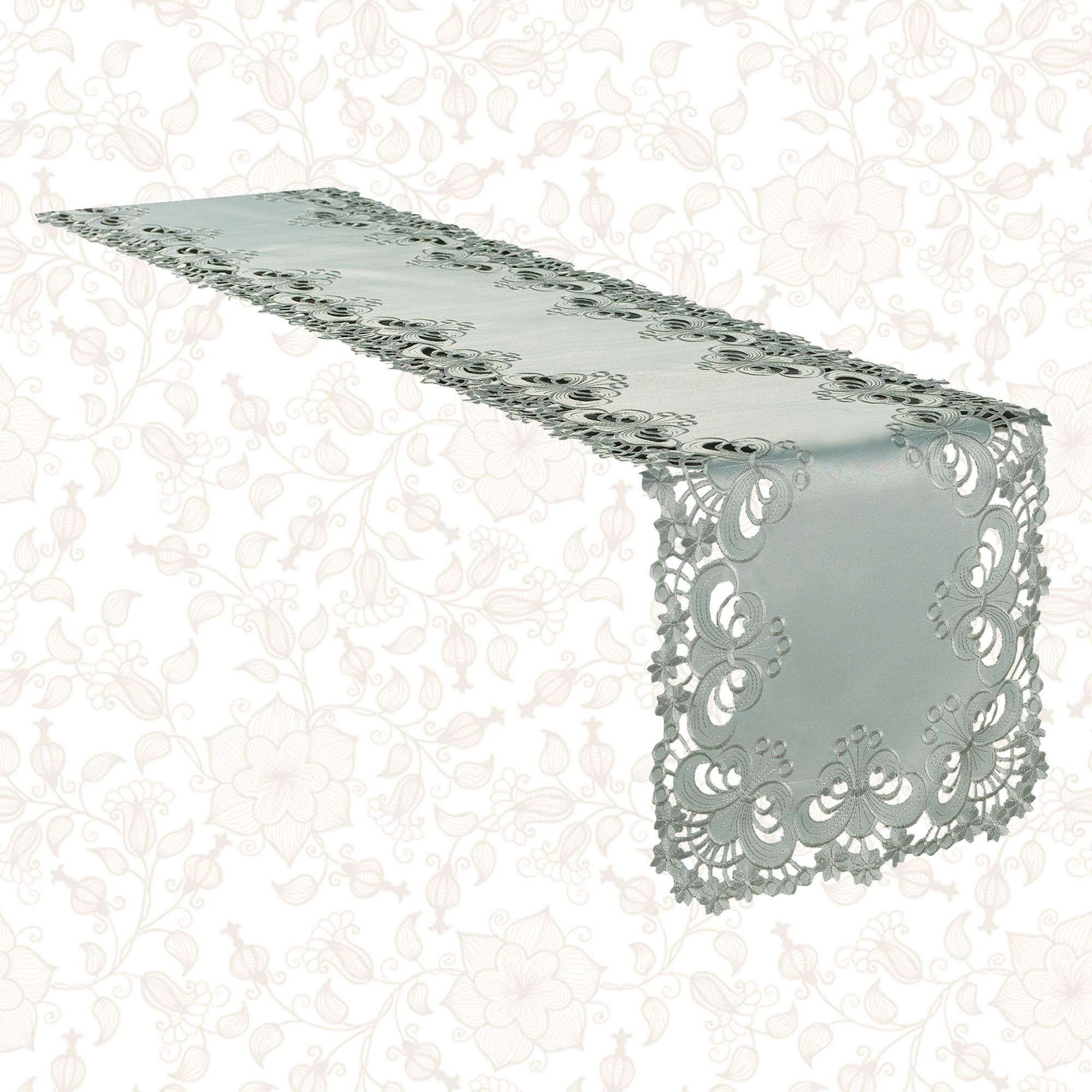 Decozen Table Runner for Dining Table Coffee Table Kitchen Table with Intricate cutouts Embroidery and Elegant details for Kitchen Decor 14"x108"