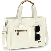 Tuwubi Canvas Tote Bag for Women, Large Tote Bag with Zipper & Compartments for Travel Work College Teacher Nurse