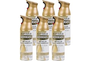 Rust-Oleum 245221-6PK Universal All Surface Metallic Spray Paint, 11 oz, Pure Gold, 6 Pack