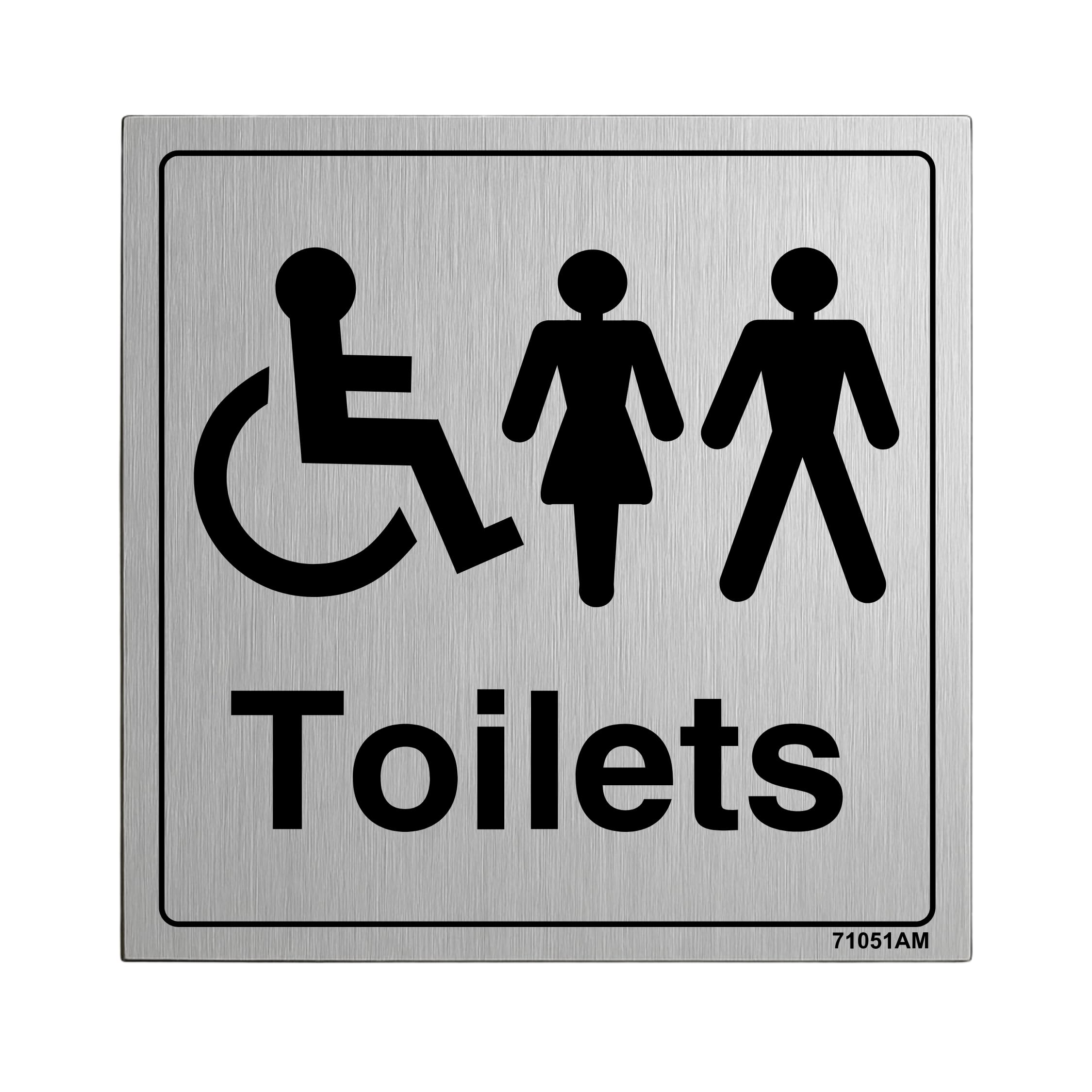 V Safety General Door-Disabled/Gents/Ladies Toilet Sign - 150mm x 150mm - 3mm Brushed Alu Comp