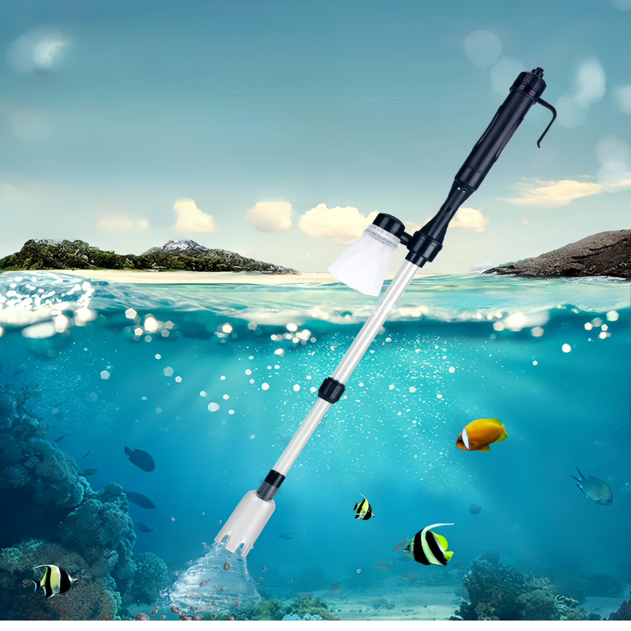Photo 1 of Electric Aquarium Vacuum Gravel Cleaner - 4-in-1 Fish Tank Gravel Cleaner Siphon Vacuum Cleaner, Water Changing, Sand Washing, and Dirt Suction Three-in-One, 24W Automatic Fish Tank Vacuum Cleaner Kit