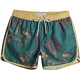 maamgic Mens Boys Short 80s 90s Vintage Swim Trunks with Mesh Lining Quick Dry Swim Suits Board Shorts