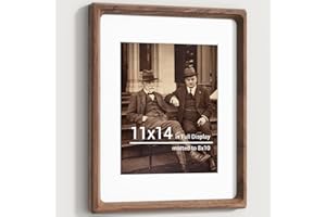 Heimlove 11x14 Picture Frames Natural Walnut,Original Wood Hand Make Crafted Diploma Frame with 8x10 Mat,Graduation Display,F
