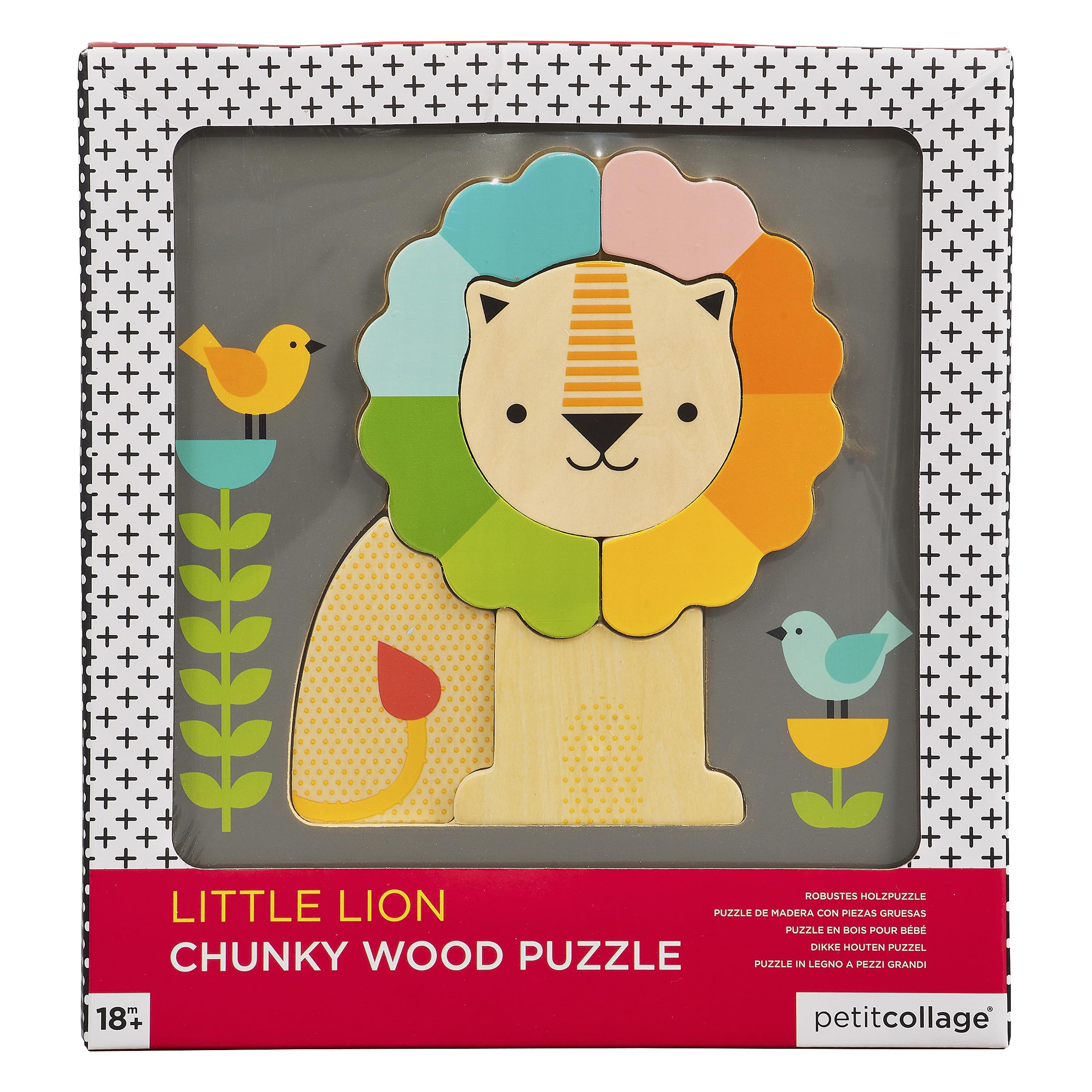 Petit Collage PTC317 Chunky Wooden Tray Lion Puzzle, Multi