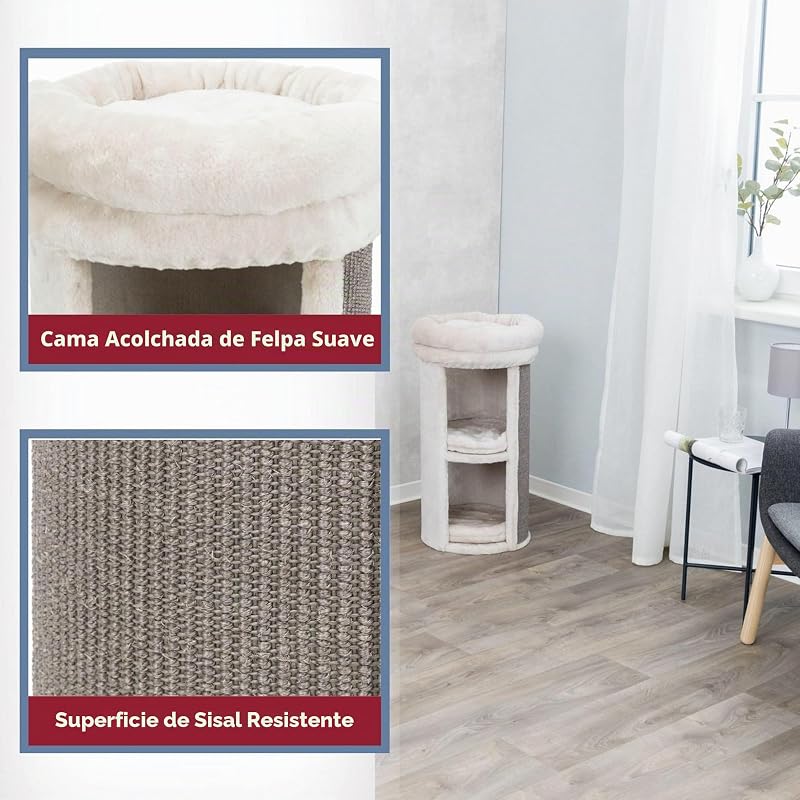 Mexia - Torre de condominio para Gatos de 2 Pisos, Plataforma Superior con Cama extraíble, Cojines extraíbles de 15.75 x 15.75 x 29 Pulgadas