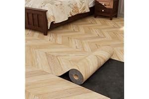 Oxdigi Peel and Stick Herringbone Vinyl Flooring Roll 23"x 393"/64 Sq.Ft, Self Adhesive Vinyl Floor Tiles Wood Plank Flooring Waterproof Wear-Resistant for Any Room, DIY Floor Coverings, Nature Wood