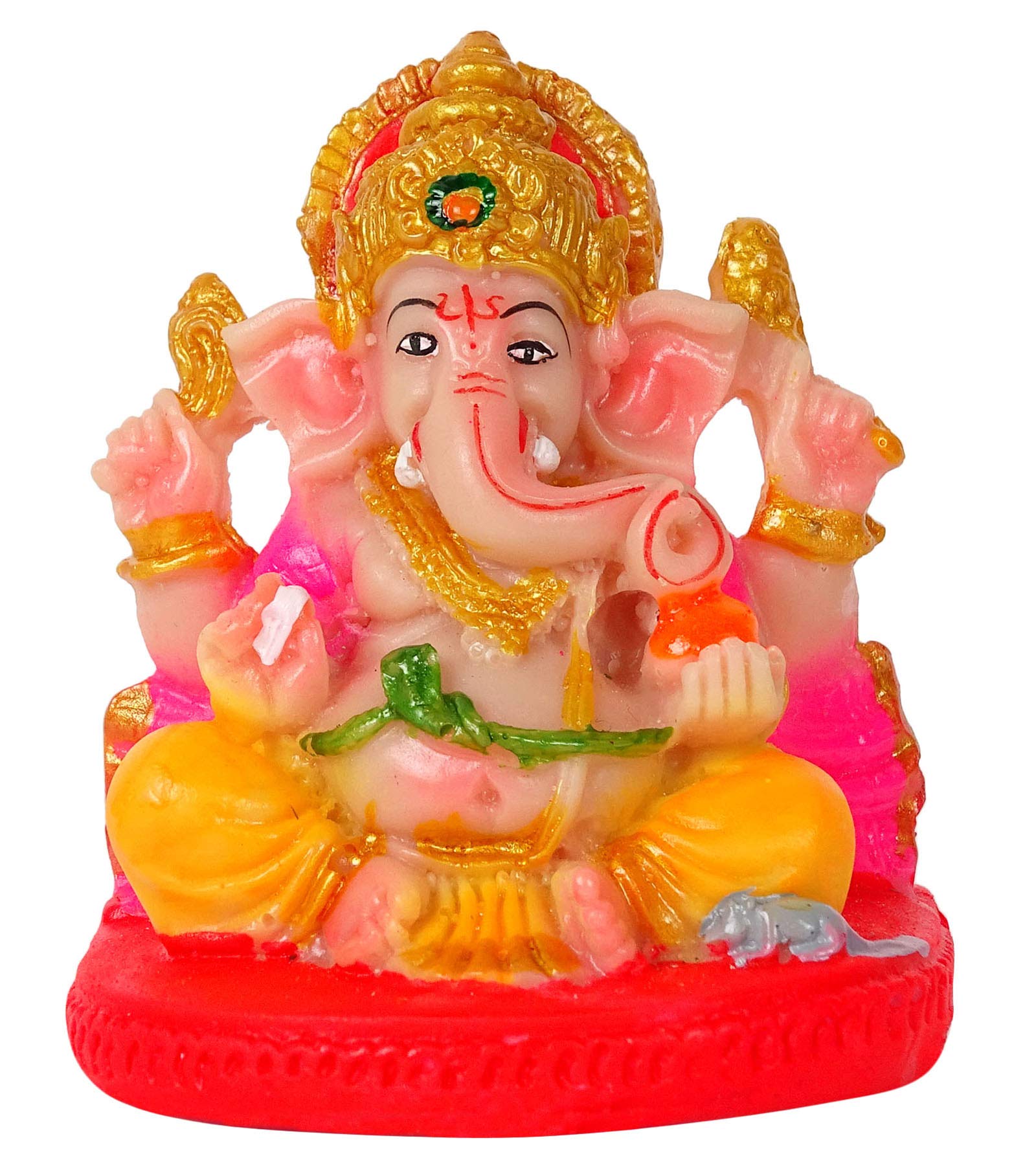 IBA Indianbeautifulart Lord Ganesha Handcrafted Resin Statue 7 Cm Small Idol For Car Dashboard Figurines Home Decor