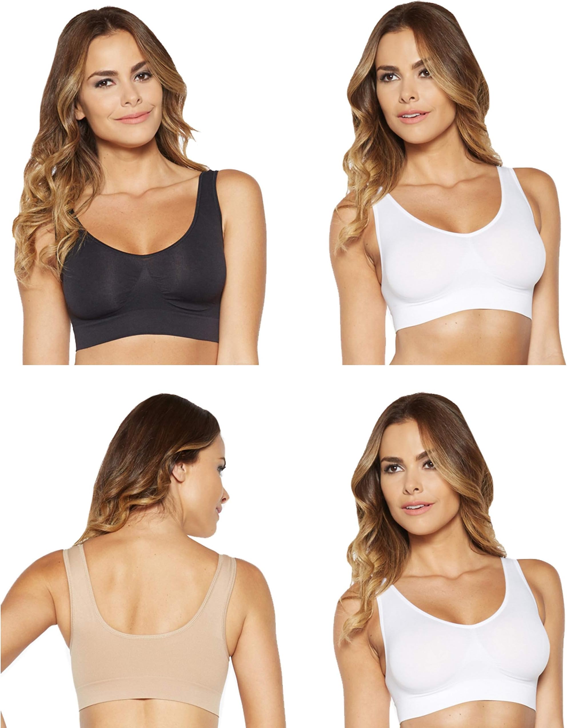 Marielle 1-4 Pack Bra - Double Layer The Ultimate Seamless Comfort Bra Sizes S-5XL! Womens Sports Bras Sleep Bras Bralette Crop Top