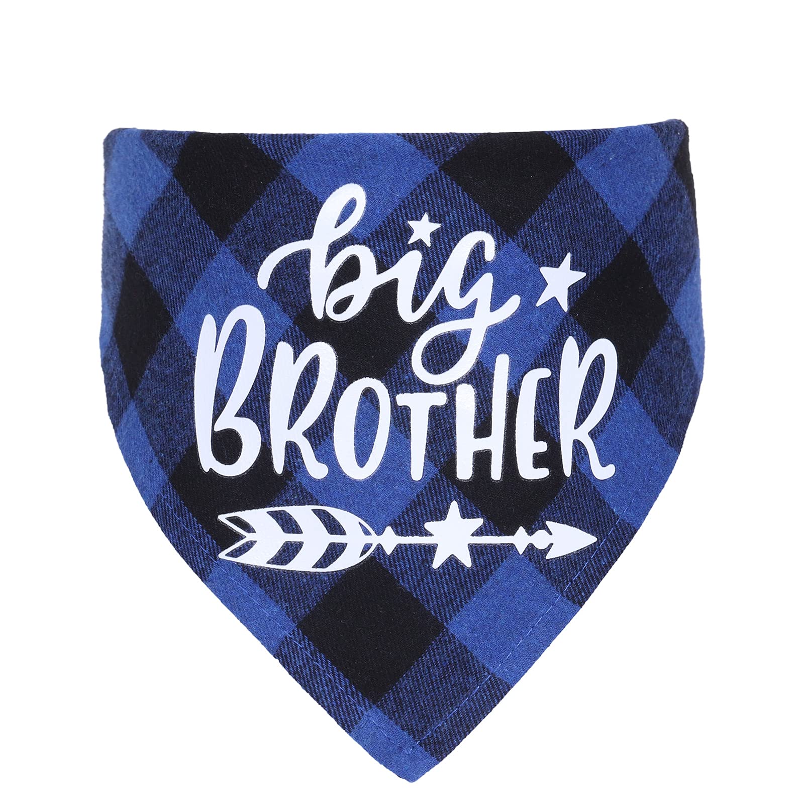 Big Sister Brother Dog Bandana Scarf, Buffalo Plaid Triangle Dog Scarf Reversible for Small Medium Dogs Pets (blue)