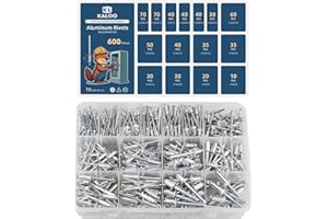KL KALOO 600 PCS Rivets, Kaloo 15 Size Aluminum Pop Rivets Assortment Kit, Silver Pop Rivet Set including 3/32" 1/8" 5/32" 3/16" 1/4"