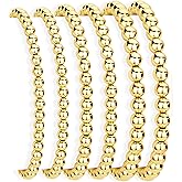 Gokeey Gold Beaded Bracelet for Women Stackable, Waterproof 14K Gold Plated Strand Bead Ball Bracelet Stack Trendy Hypoallergenic Stretchable Elastic Bohemian Bracelet Jewelry Set