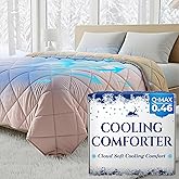 SLEEPHORIA Cooling Comforter - BreezeWeave Cooling Blanket King Size for Hot Sleepers & Deep Rest - Cloud Soft, Breathable, Ultra Durable, Easy Care, Reversible - 108 x 90 in (Pink & Beige)
