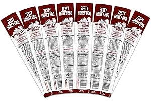 WENZEL'S FARM Wenzel’s Farm Zesty Honey BBQ Sticks │Supports Active Lifestyles │ Flavorful, Natural Smoked │ High Protein, Low Carb │ No MSG, Fillers, Binders, Artificial Colors │ Gluten Free | 16 sticks (8 packs of 2)
