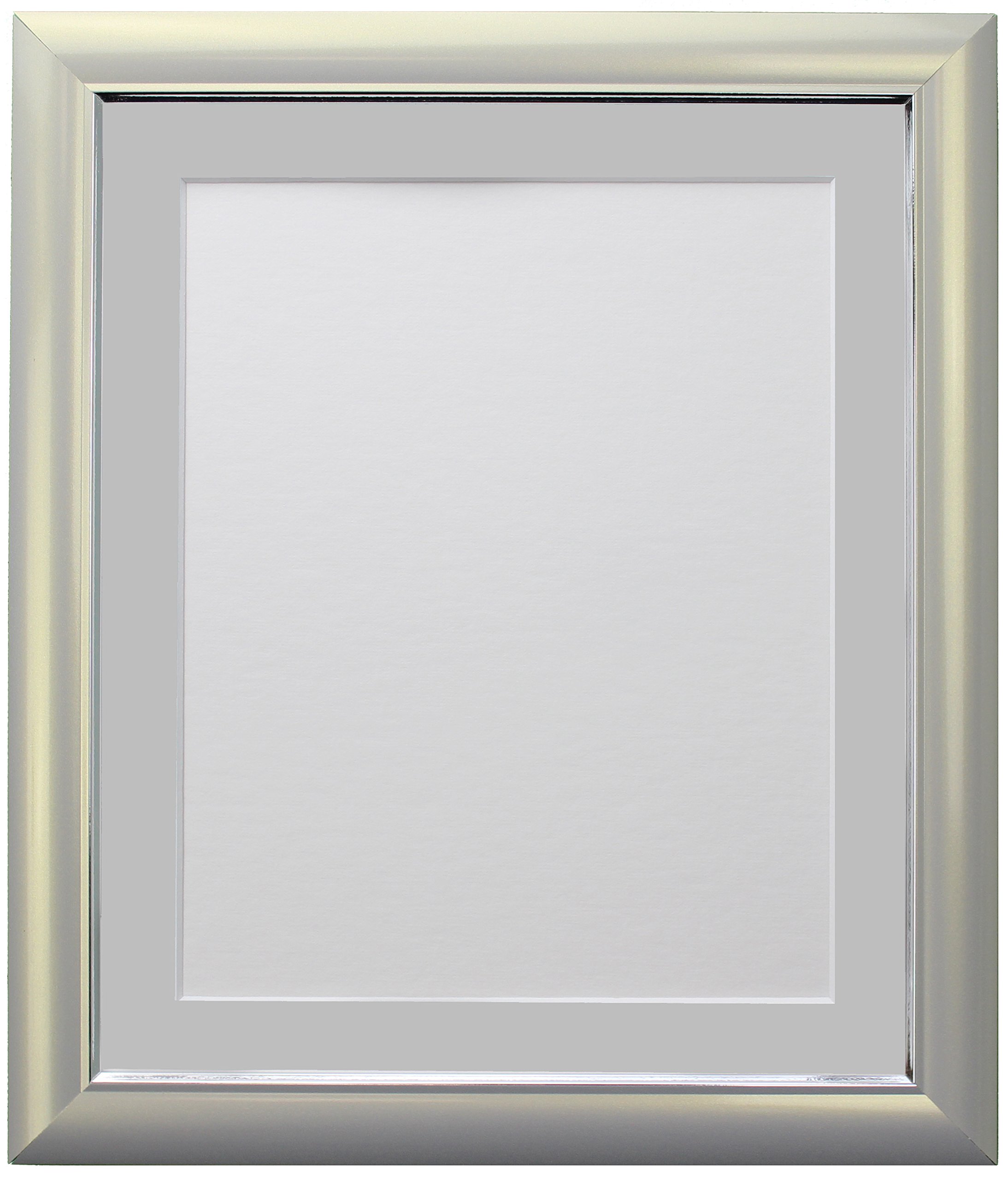 FRAMES BY POST Soda Picture Photo Frame, Plastic, Silver with Light Grey Mount, 10 x 8 Image Size 8 x 6 Inch