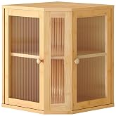 HOOBRO Bread Box, Bamboo Bread Box for Kitchen Countertop, 2-Tier Corner Bread Box, Large Capacity Bread Bin, Food Storage Box, Bread Storage Container for Kitchen, Dining Room, Natural YL12MB01