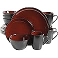 Gibson Soho Lounge Round Reactive Glaze Stoneware Dinnerware Set, Service for 4 (16pc), Red
