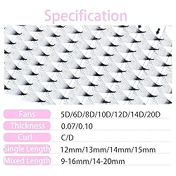 Volume Lash Extensions 12D 0.07 Premade Lash Fans