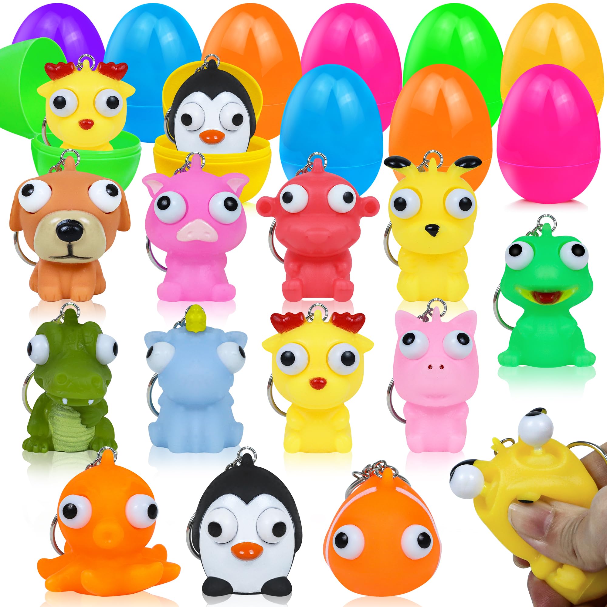 Photo 1 of 12Pcs Prefilled Easter Eggs Filled with Squishy Toys, Easter Basket Fillers Stuffers for Kids Toddler Teens Girls Boys Plastic Eggs Bulk Small Fidget Toys for Easter Egg Hunt Gifts Party Favors