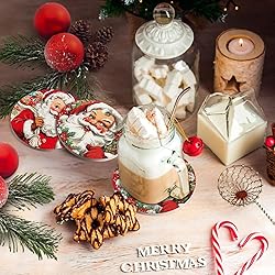 Christmas Absorbent Coasters with Holder Set of