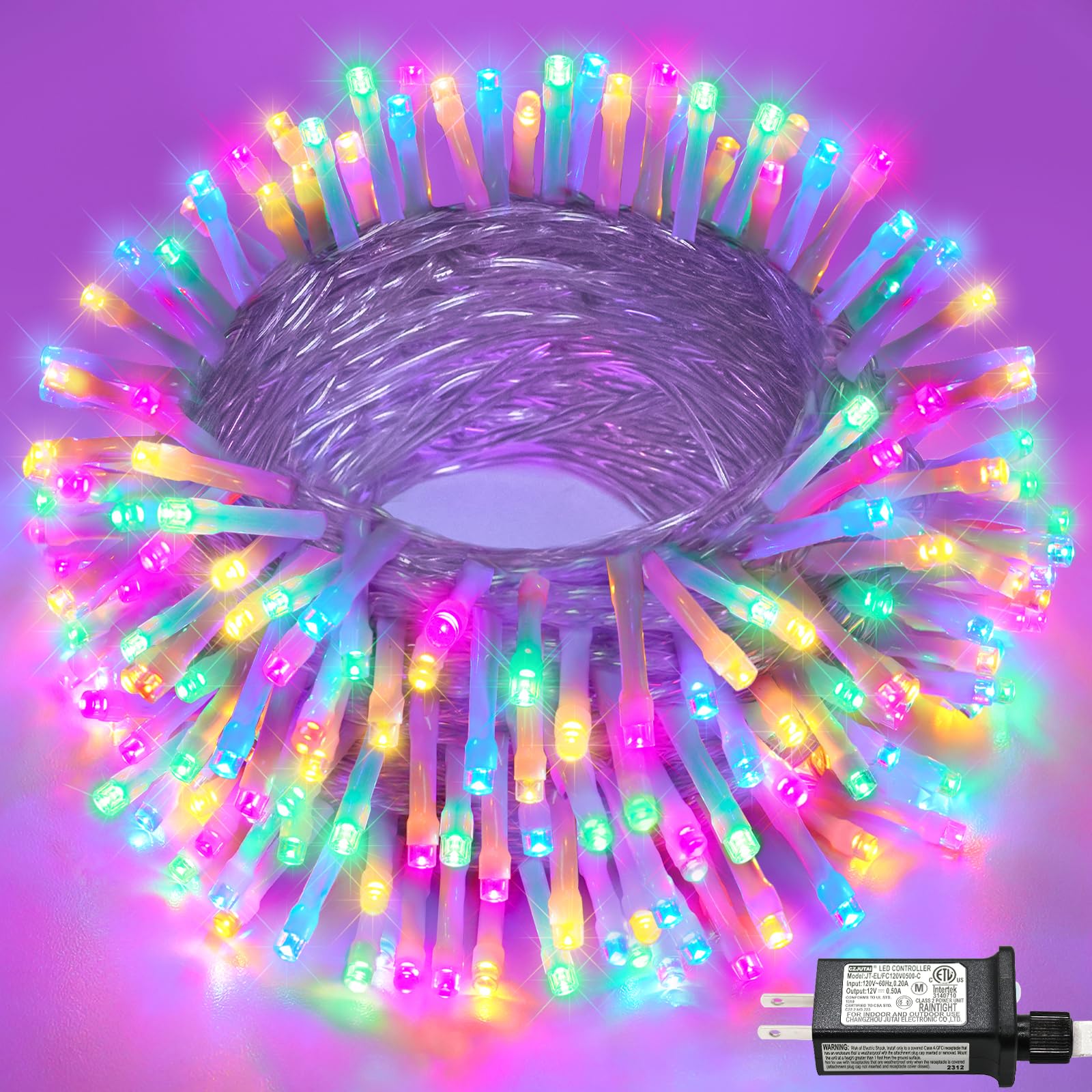 Photo 1 of 100FT 300 LED Christmas Lights Outdoor, Plug in Christmas String Lights Indoor, Waterproof & 8 Modes, Connectable Twinkle Fairy Lights for Bedroom Patio Garden Decorations, Pastel Multicolor