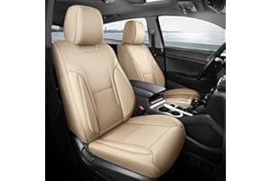 FEINEPRO Beige Car Seat Covers Full Set - Breathable Faux Leather Universal 5 Seat Covers for Cars, Automotive Protector Fit for Most Sedan SUV Pick-up Truck