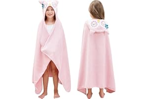 SO OQ STYLE QUARTERS Style Quarters Baby Bath Towel - 100% Cotton Terry Soft Hooded Towel Cartoon Owl Baby Beach Towels Super Absorbent Large Embroidery Kids Hooded Bath Toddler Towel with 50"x30"(Pink Owl)