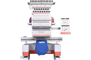 Poolin EOM 15-Needle Commercial Embroidery Machine for Small Business – Built for Hats, Caps & Daily Orders, 9” Touchscreen, Auto Color Change & Trim, Large Embroidery Area, WiFi/USB Design Transfer