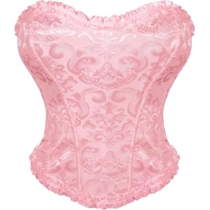 VONMELLI Corset Top for Women Floral Lace up Corset Bustier | Halloween Renaissance Costume Party, Push Up Overbust, Bodysuit