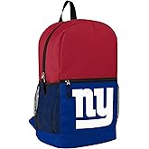 FOCO NFL Officially Licensed Football Team Color Primary Logo 2 Tone Big Logo Color Block School Bag Travel Backpack - New York Giants